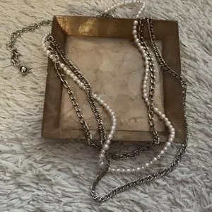 bebe | Accessories | Y2k Bebe Pearl Silver Chain Belt | Poshmark display picture 3